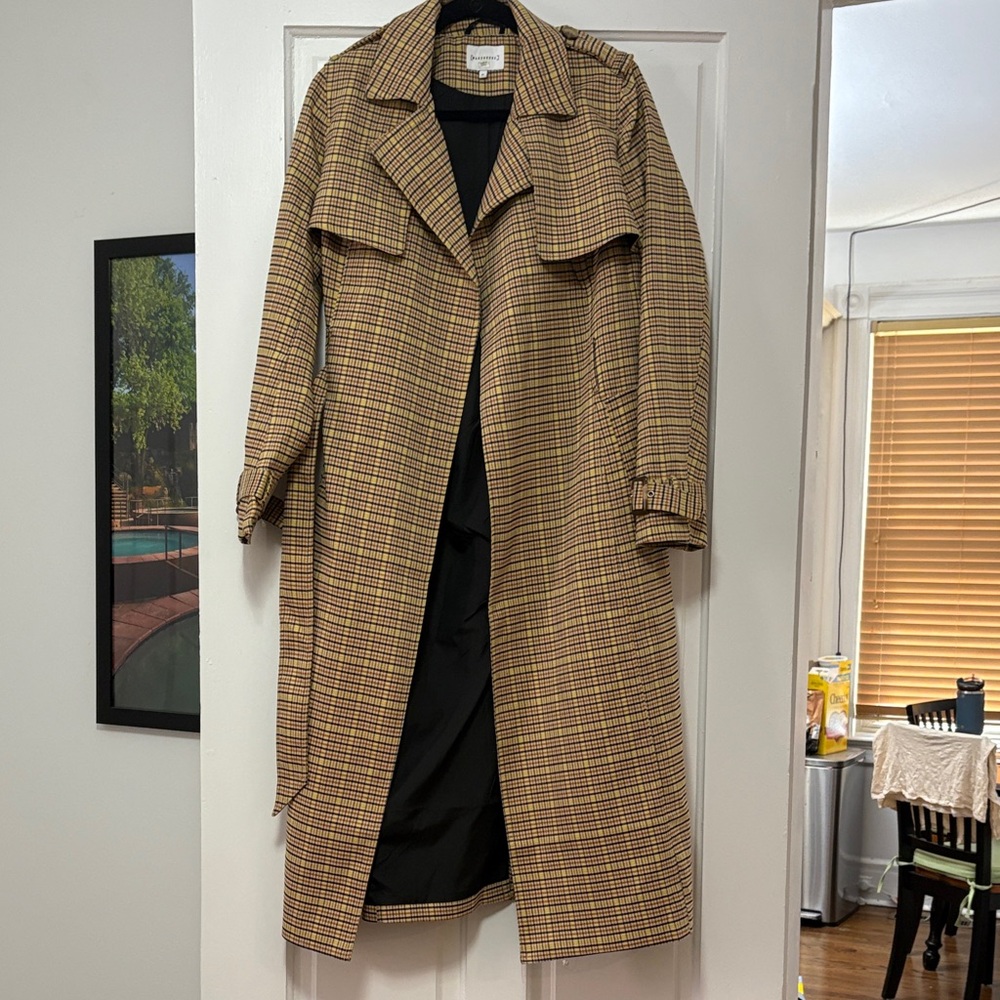 Warehouse Multicolor Checkered Trench